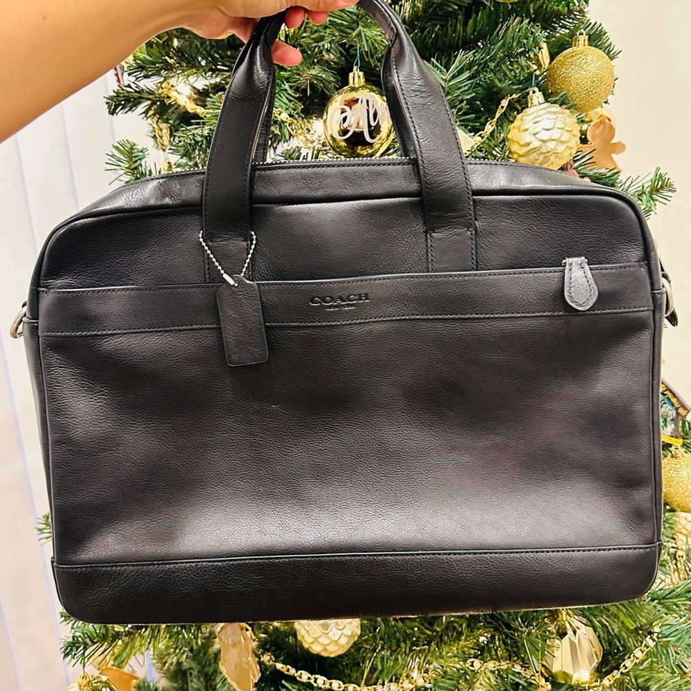 Coach Black Leather Men's Briefcase Preloved Very Good condition